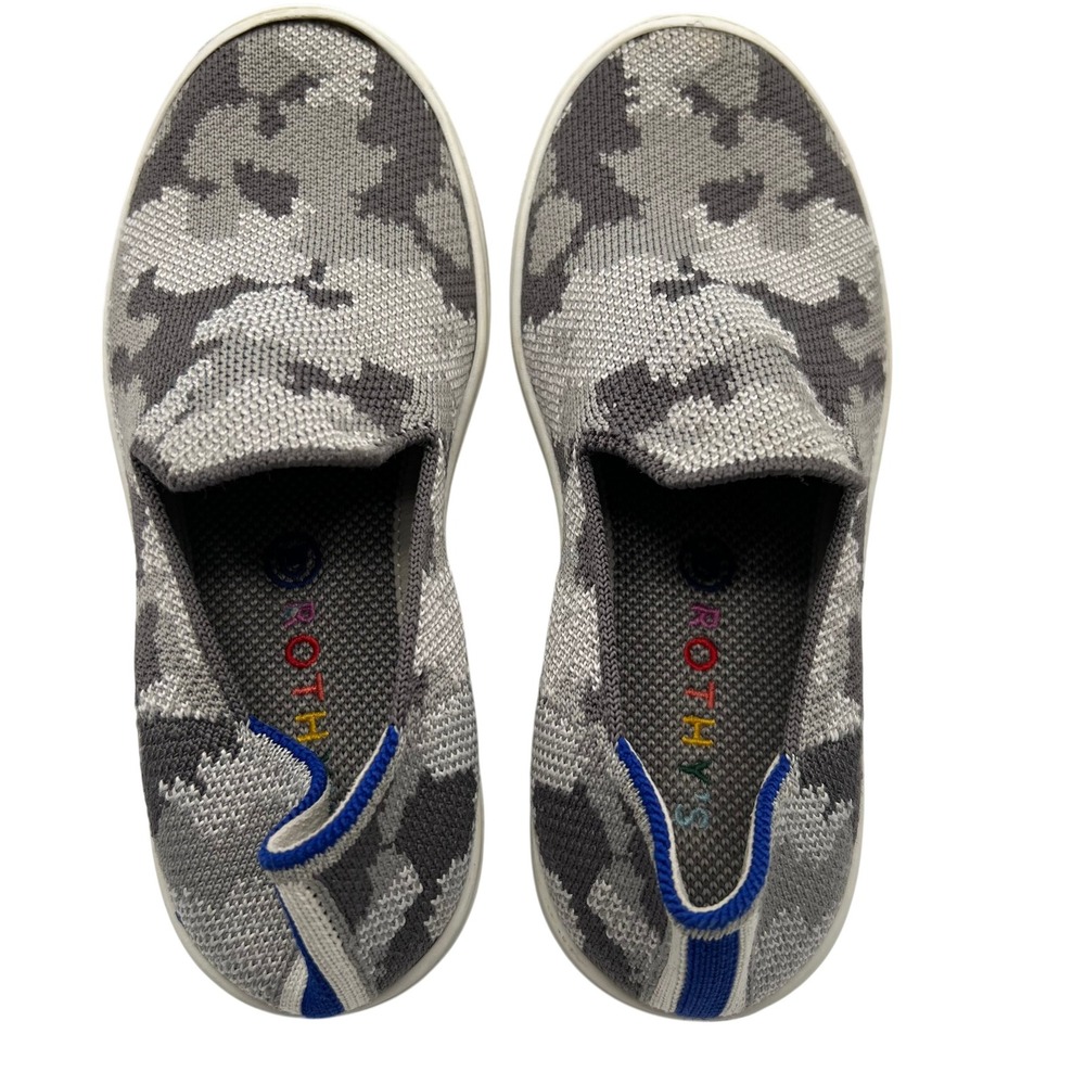 Rothy's Kids K1 Grey Camo Washable Knit Slip On Sneakers Shoes Size 1  School